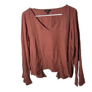 Express Blouse Women's Medium V-Neck Printed Lightweight Casual Shirt Top